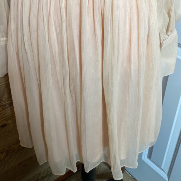 Rebecca Taylor Silk Keyhole Mini Dress Blush pink Long Sleeve Size 0 - Picture 6 of 12